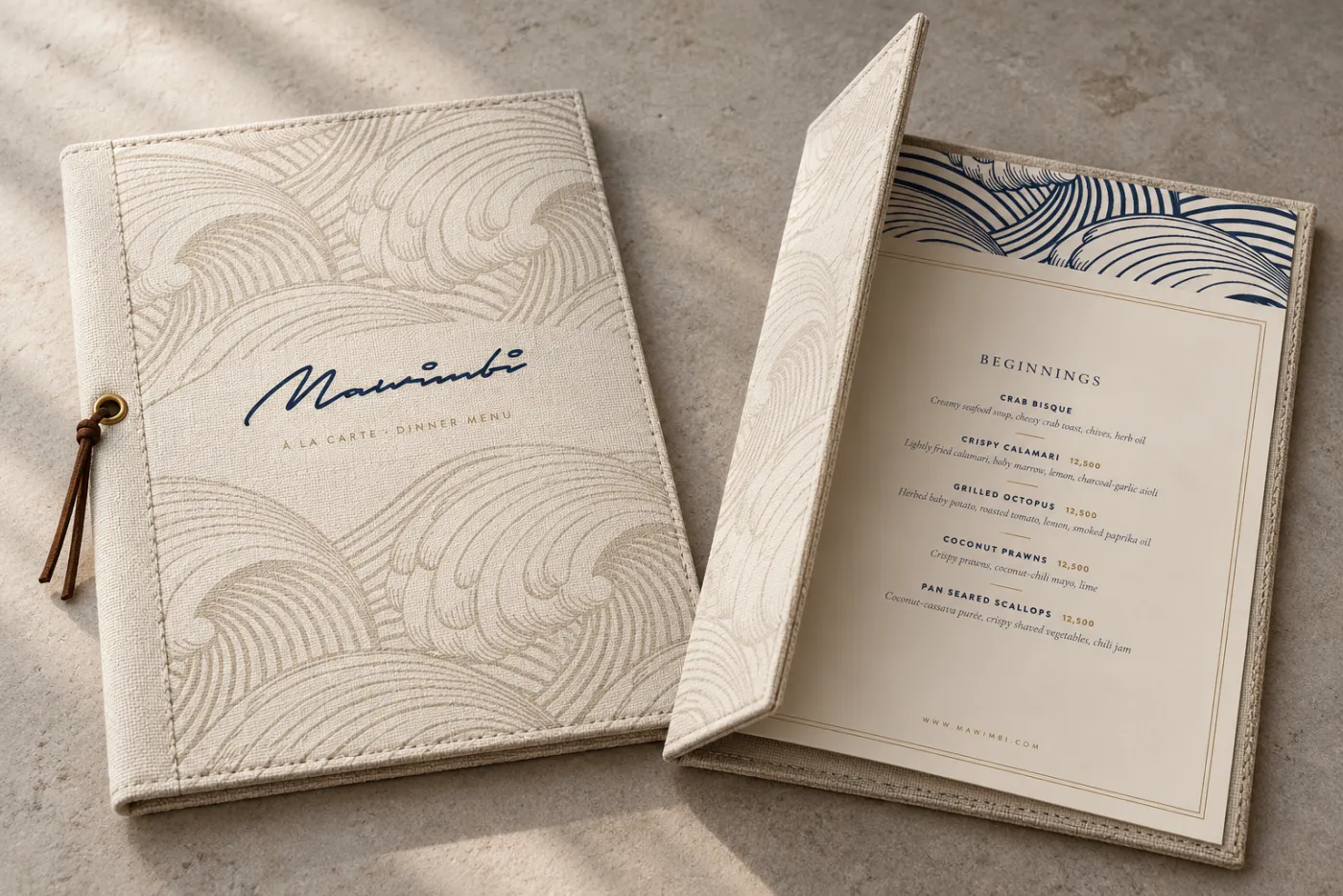 Sailcloth menu cover