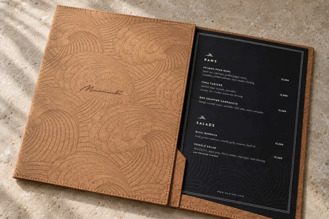 Cork menu cover